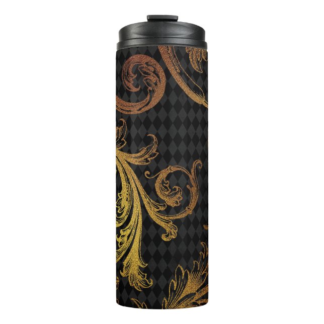 Vintage Grunge Damask Thermal Tumbler (Front)