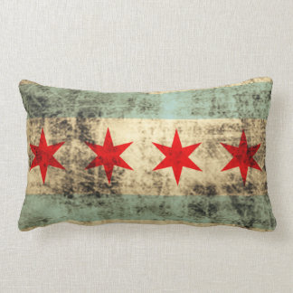 Vintage Grunge Flag of Chicago Lumbar Pillow