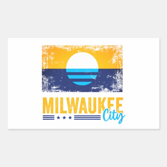 Vintage Grunge Flag of Milwaukee City Wisconsin  Sticker (Front)