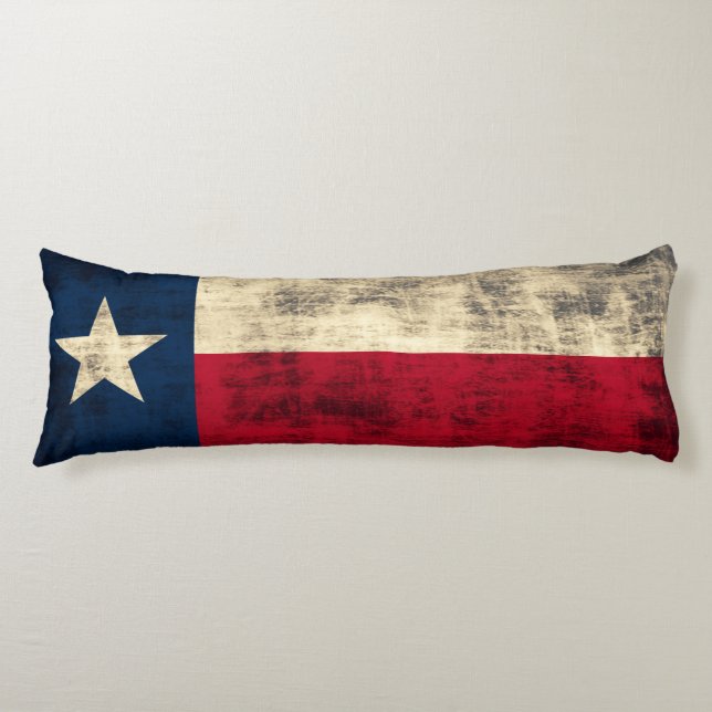 Vintage Grunge Flag of Texas Body Pillow (Front)