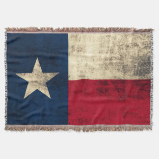 Vintage Grunge Flag of Texas Throw Blanket