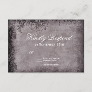 Vintage Grunge Floral Frame Wedding Cartes RSVP