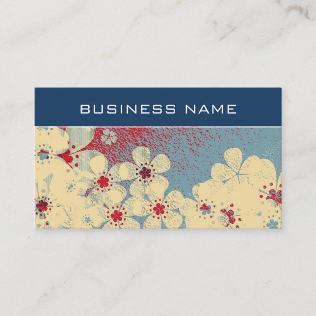 Vintage grunge floral pattern 16 business card (Front)