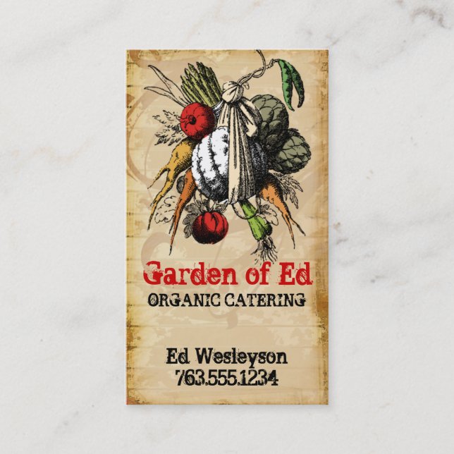 vintage grunge garden vegetable chef catering card (Front)