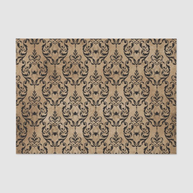 Vintage Grunge Gothic Spider and Web Tissue Paper (Front)