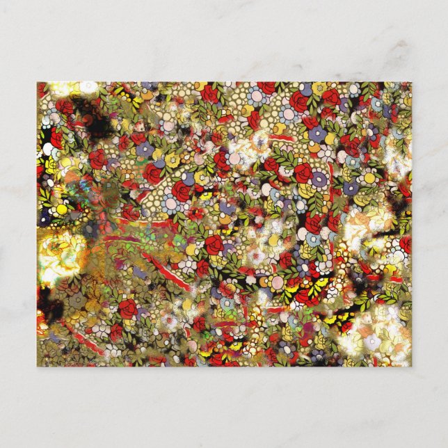 Vintage Grunge Graffiti Wallpaper Collage Design Postcard (Front)