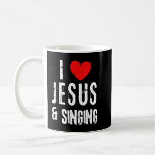 Vintage Grunge I Love JESUS And SINGING, Christian Coffee Mug