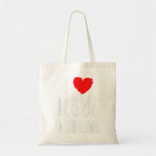 Vintage Grunge I Love JESUS And SINGING, Christian Tote Bag