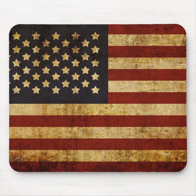 Vintage Grunge Patriotic USA American Flag Mouse Pad (Front)