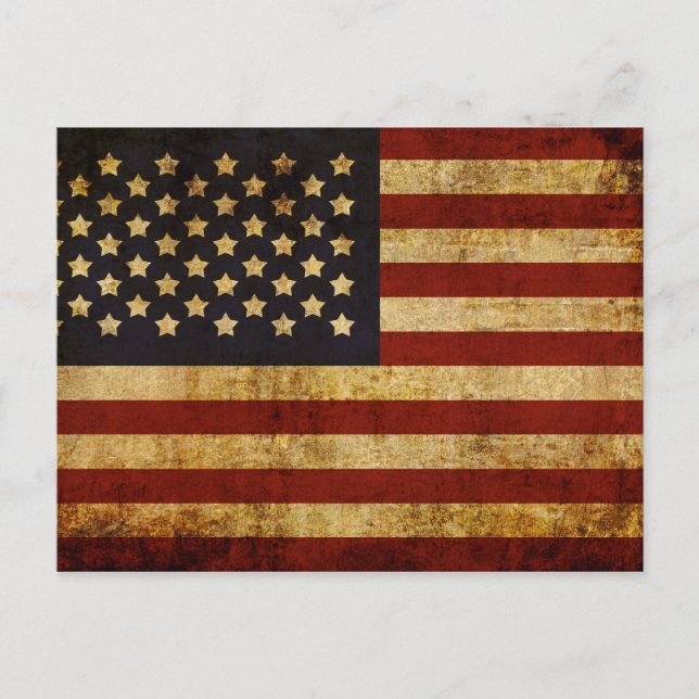 Vintage Grunge Patriotic USA American Flag Postcard (Front)