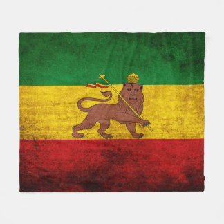 Vintage Grunge Rastafarian Flag Fleece Blanket