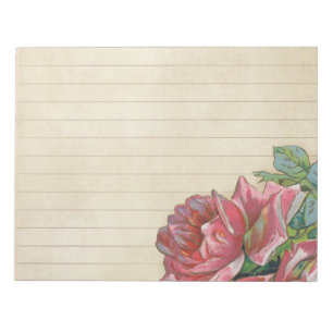 Vintage Grunge Rose With Lines Notepad