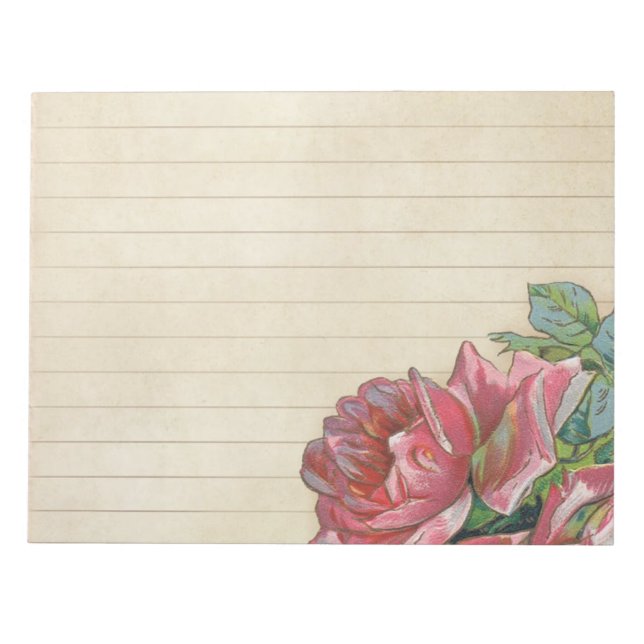 Vintage Grunge Rose With Lines Notepad (Front)