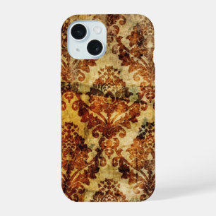 Vintage Grunge Rustic Steampunk Brown Damask iPhone 15 Case