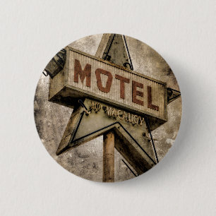 Vintage Grunge Star Motel Sign 2 Inch Round Button