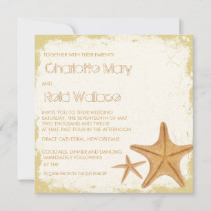 Vintage Grunge Starfish wedding invitaton Invitation