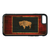 Vintage Grunge State Flag of Wyoming Carved Wood iPhone Case (Back (horizontal))