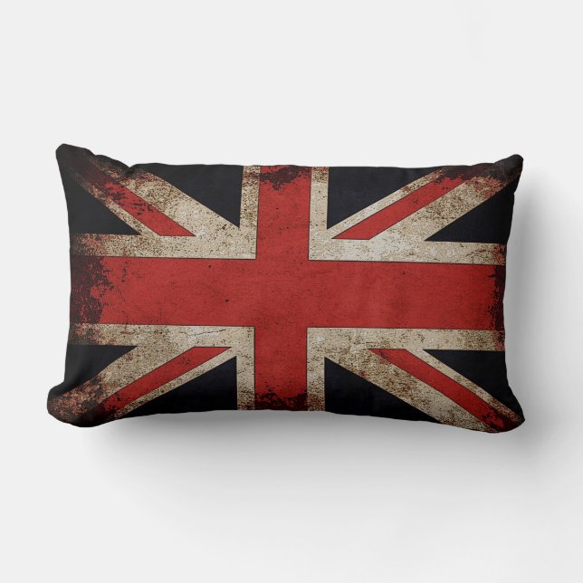 Vintage Grunge UK Flag Lumbar Pillow (Front)