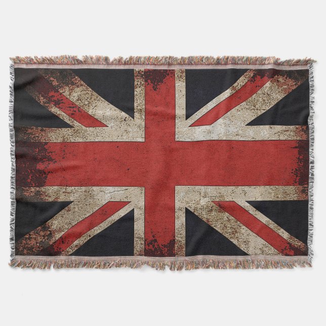 Vintage Grunge UK Flag Throw Blanket (Front)