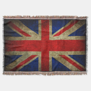 Vintage Grunge UK Flag Throw Blankets