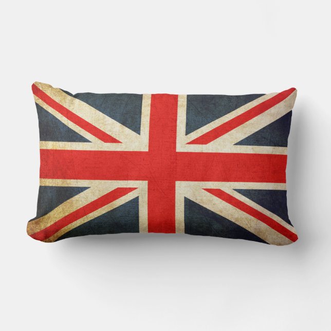 Vintage Grunge Union Jack UK FLAG Lumbar Pillow (Front)