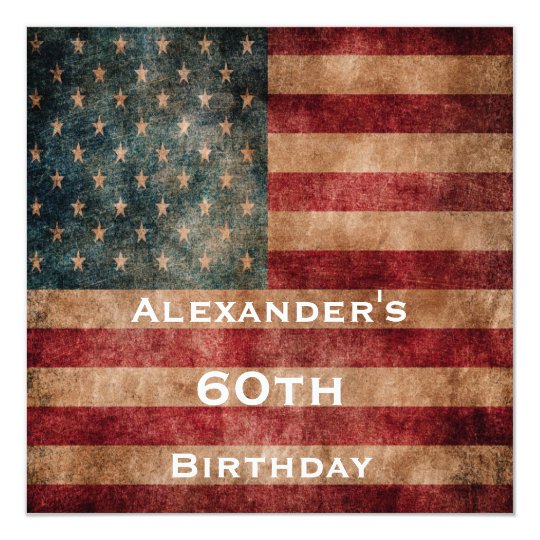 Vintage Grunge USA Stars & Stripes 60th Birthday Card