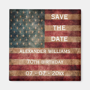 Vintage Grunge USA Stars & Stripes 70th Birthday Magnet
