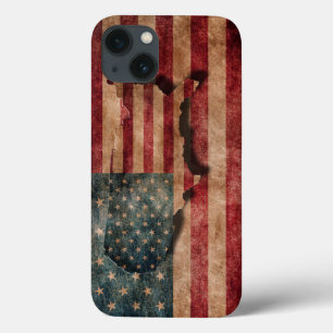 Vintage Grunge USA Stars & Stripes Flag and Map iPhone 13 Case