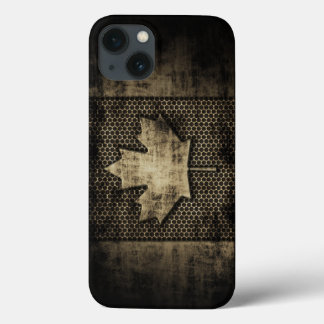 Vintage Grungy Metal Look Canadian Flag iPhone 13 Case