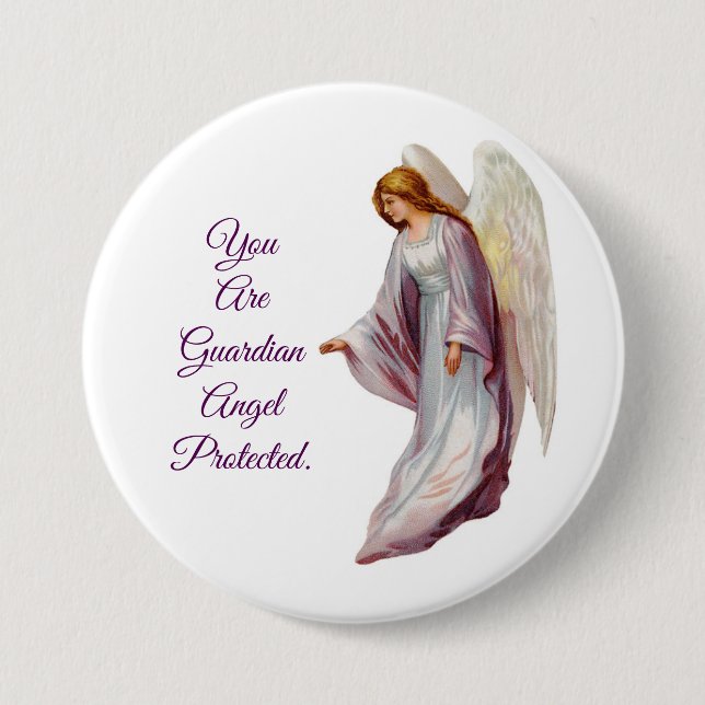 Vintage Guardian Angel Button Pin (Front)