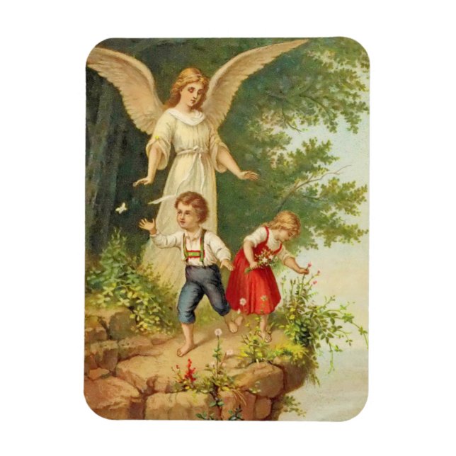 vintage guardian angel children cliff magnet (Vertical)