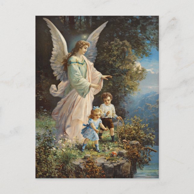 Vintage Guardian Angel Postcard (Front)