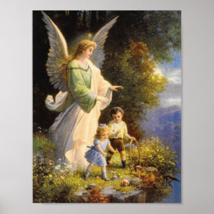 Vintage Guardian Angel Poster Print