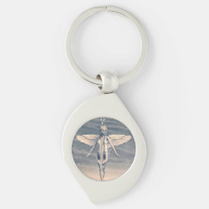 Vintage Guardian Angel Rainbow Art Keychain