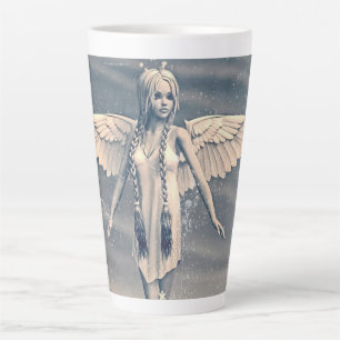 Vintage Guardian Angel Rainbow Art Latte Mug