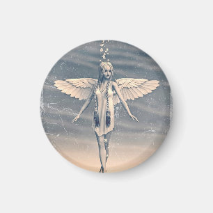 Vintage Guardian Angel Rainbow Art Magnet