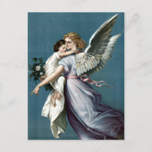 Vintage Guardian Angel With Child Postcard