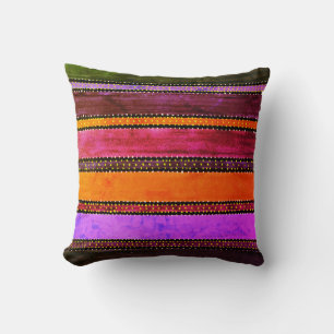Vintage Guatemala Rainbow Throw Pillow