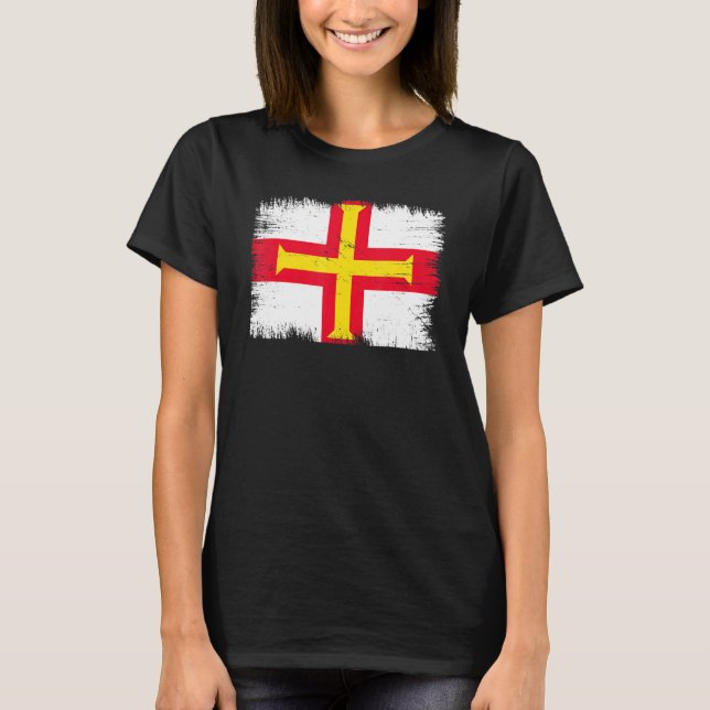 Vintage Guernsey Flag Channel Island Independence  T-Shirt (Front)