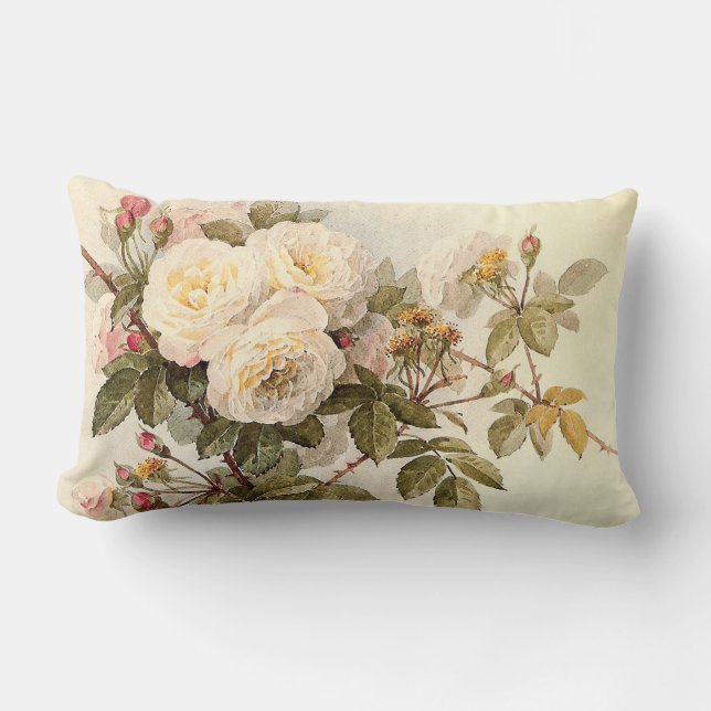 Vintage Guinevere Roses Lumbar Pillow (Front)