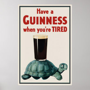 Vintage Guinness Turtle Poster Print, Irish Beer