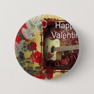 Vintage Guitar: African Brown Beauty Valentine Day 2 Inch Round Button