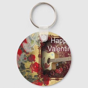 Vintage Guitar: African Brown Beauty Valentine Day Keychain