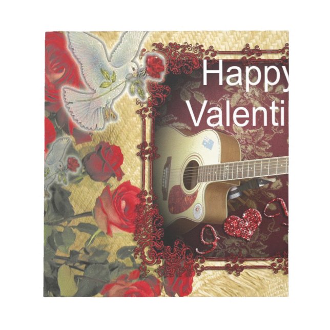 Vintage Guitar: African Brown Beauty Valentine Day Notepad (Front)