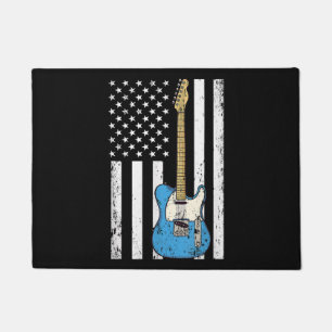 Vintage Guitar American US Flag Doormat
