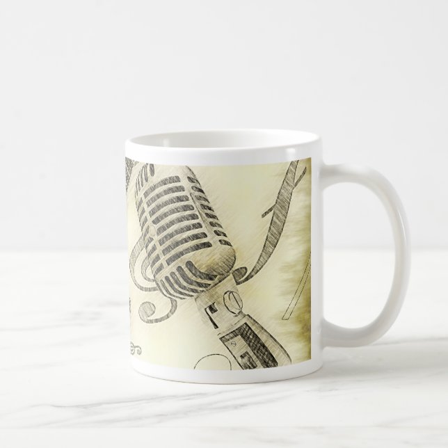Vintage Guitar and Microphone Coffee Mug (Right)
