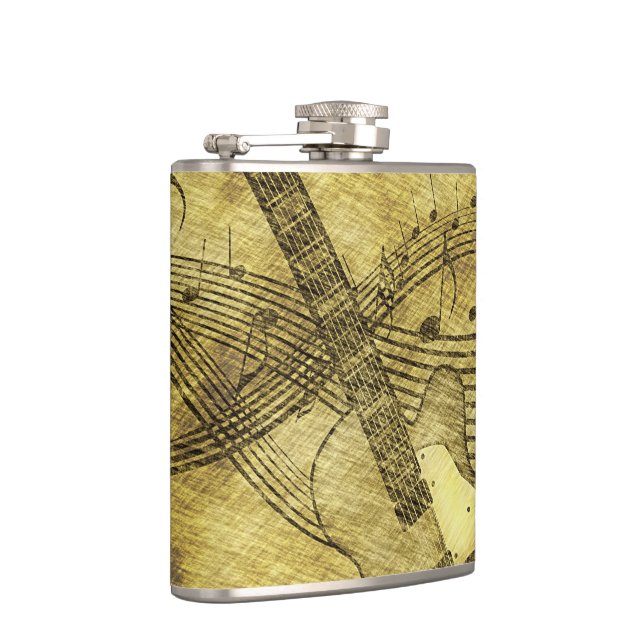 Vintage Guitar and Music Notes Flask (Right)