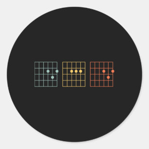 Vintage Guitar Best Dad Ever Dad Chord Music Fathe Classic Round Sticker