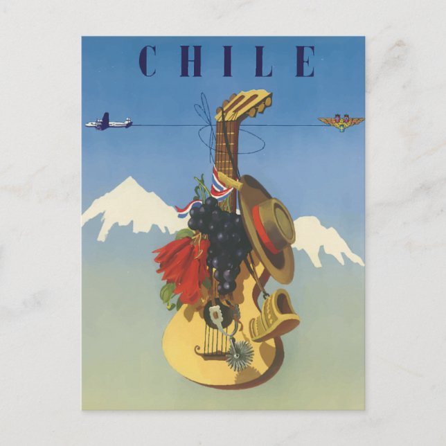 Vintage Guitar Chile Travel Postcard (Front)