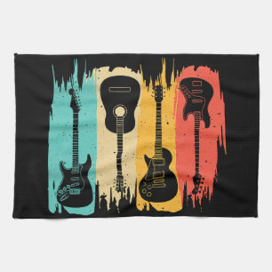 Vintage Guitar Gift For Men Women Music Band Guita Kitchen Towel
